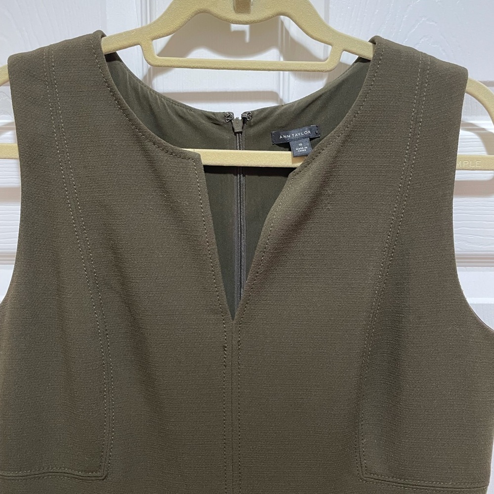 Ann Taylor Army Green Sheath dress with stitching